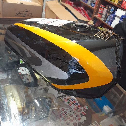 باک موتور سیکلت هوندا مدل مشکی کاستوم زرد ورق 80 در 80 درجه یک تیزرویی همراه با یکسال گارانتی